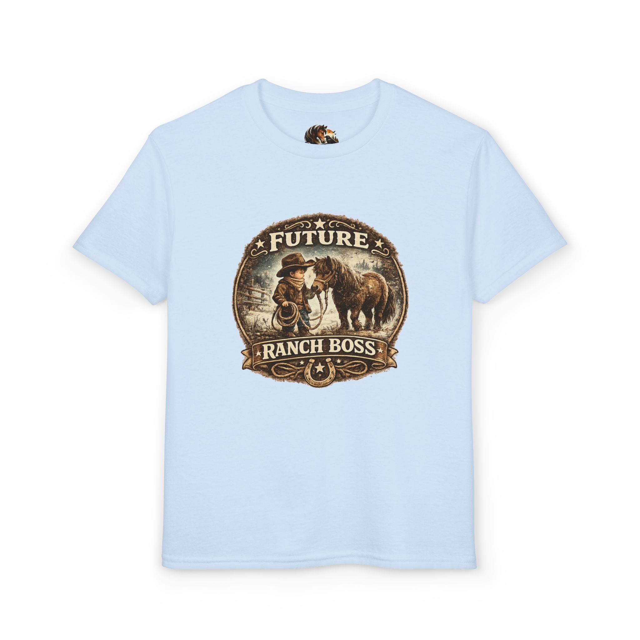BOYS Youth T-Shirt — "Future Ranch Boss" Cowboy Graphic