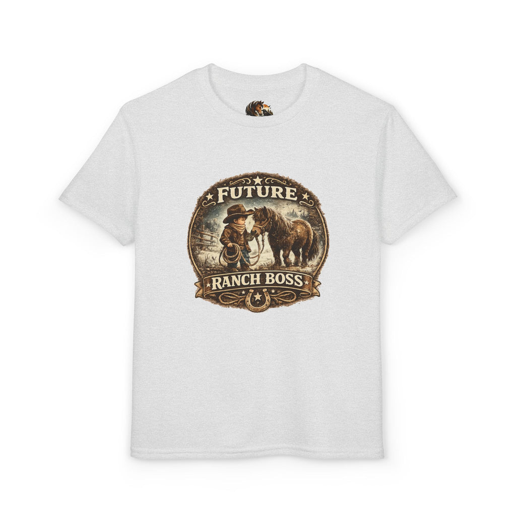 BOYS Youth T-Shirt — "Future Ranch Boss" Cowboy Graphic