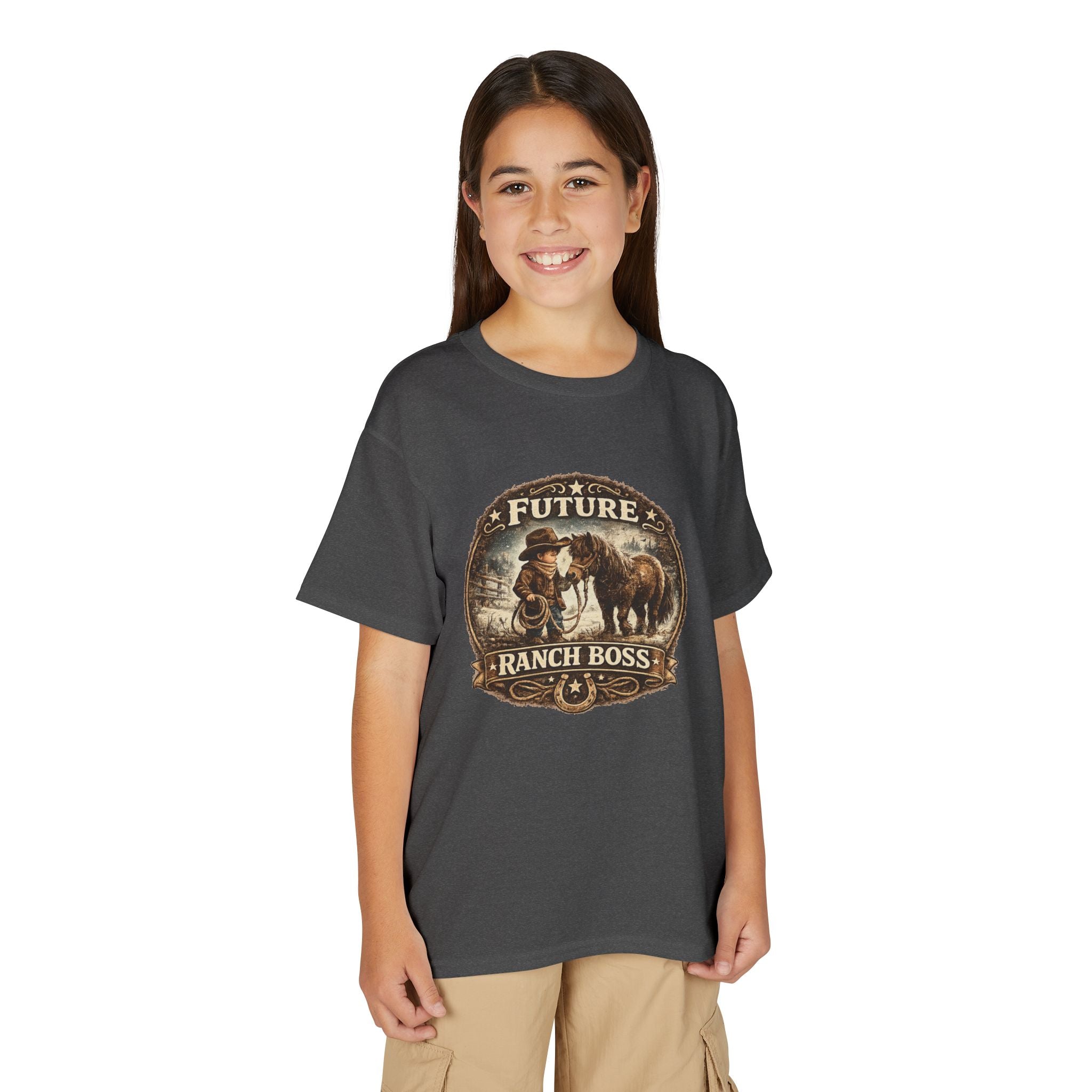 BOYS Youth T-Shirt — "Future Ranch Boss" Cowboy Graphic