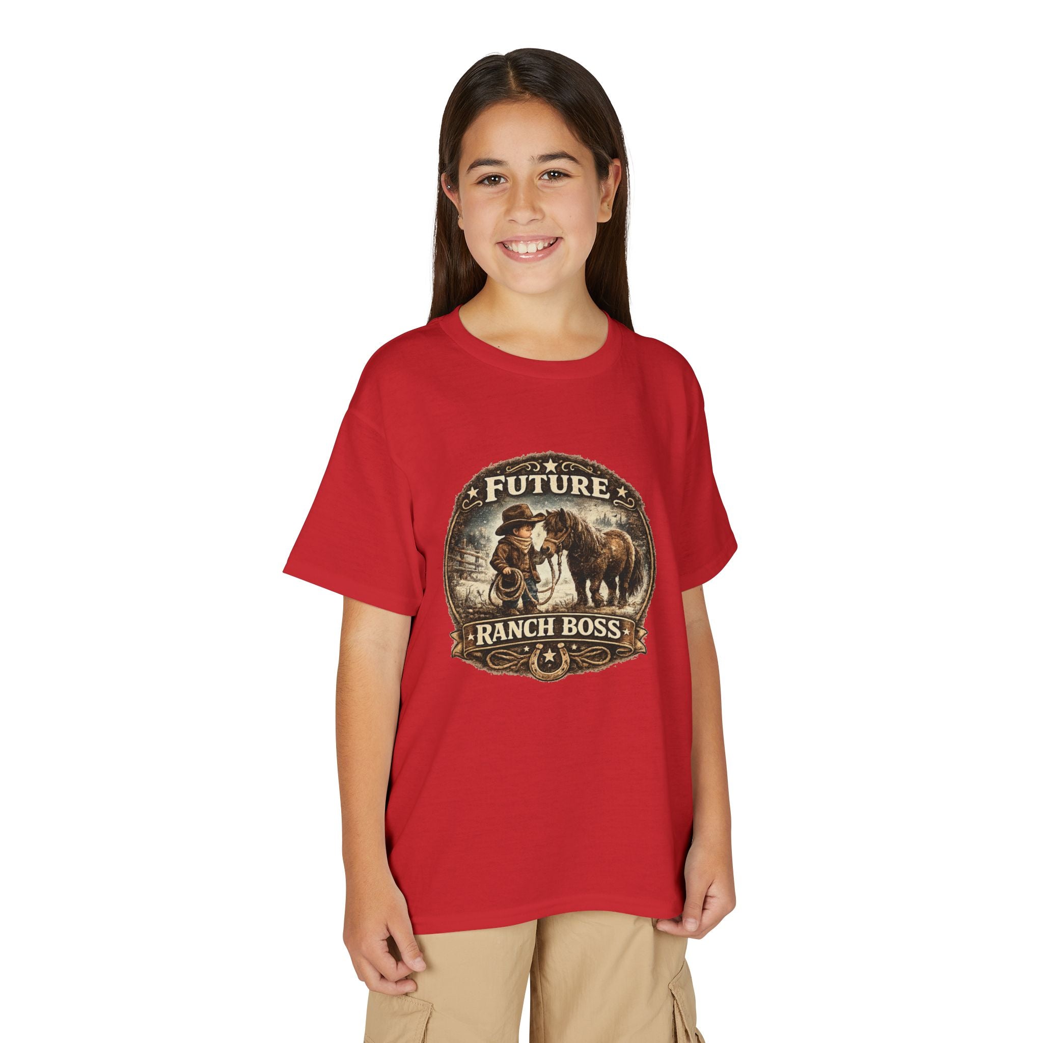 BOYS Youth T-Shirt — "Future Ranch Boss" Cowboy Graphic
