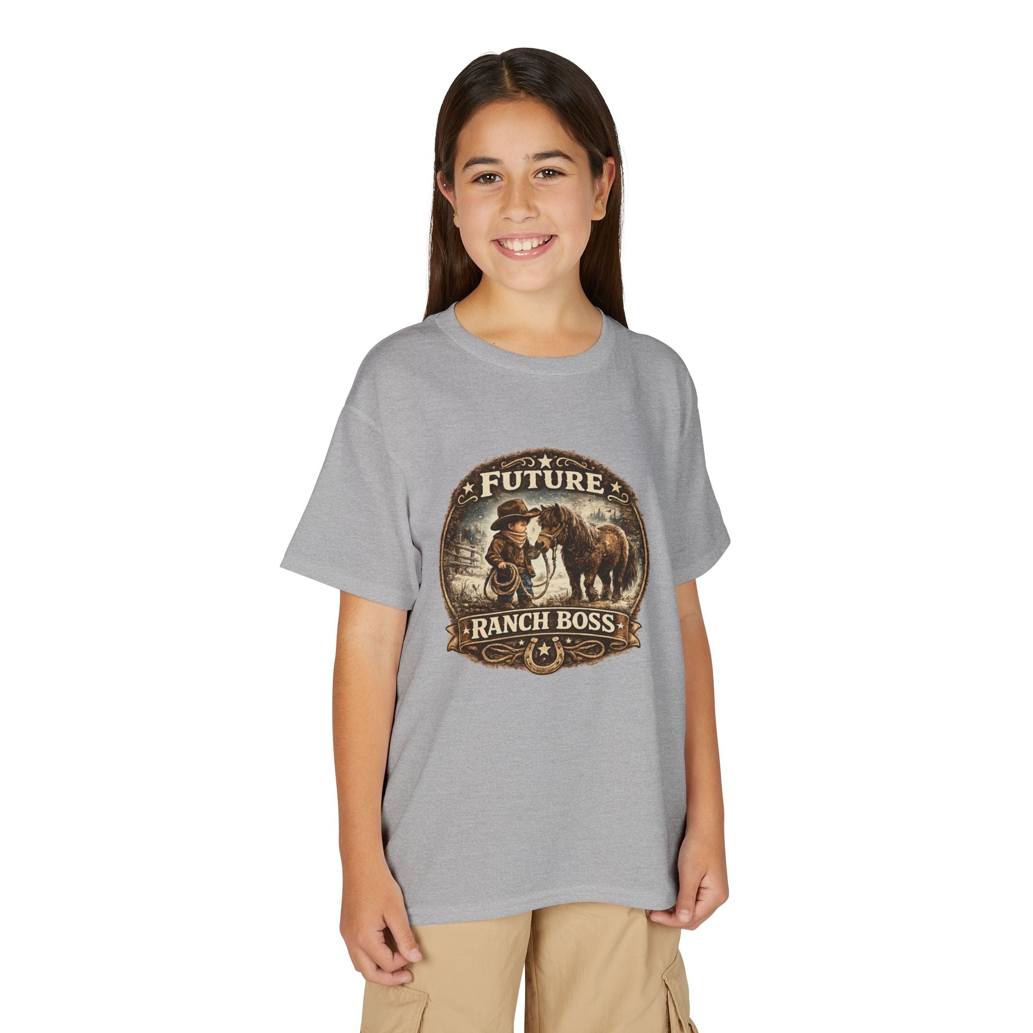 BOYS Youth T-Shirt — "Future Ranch Boss" Cowboy Graphic