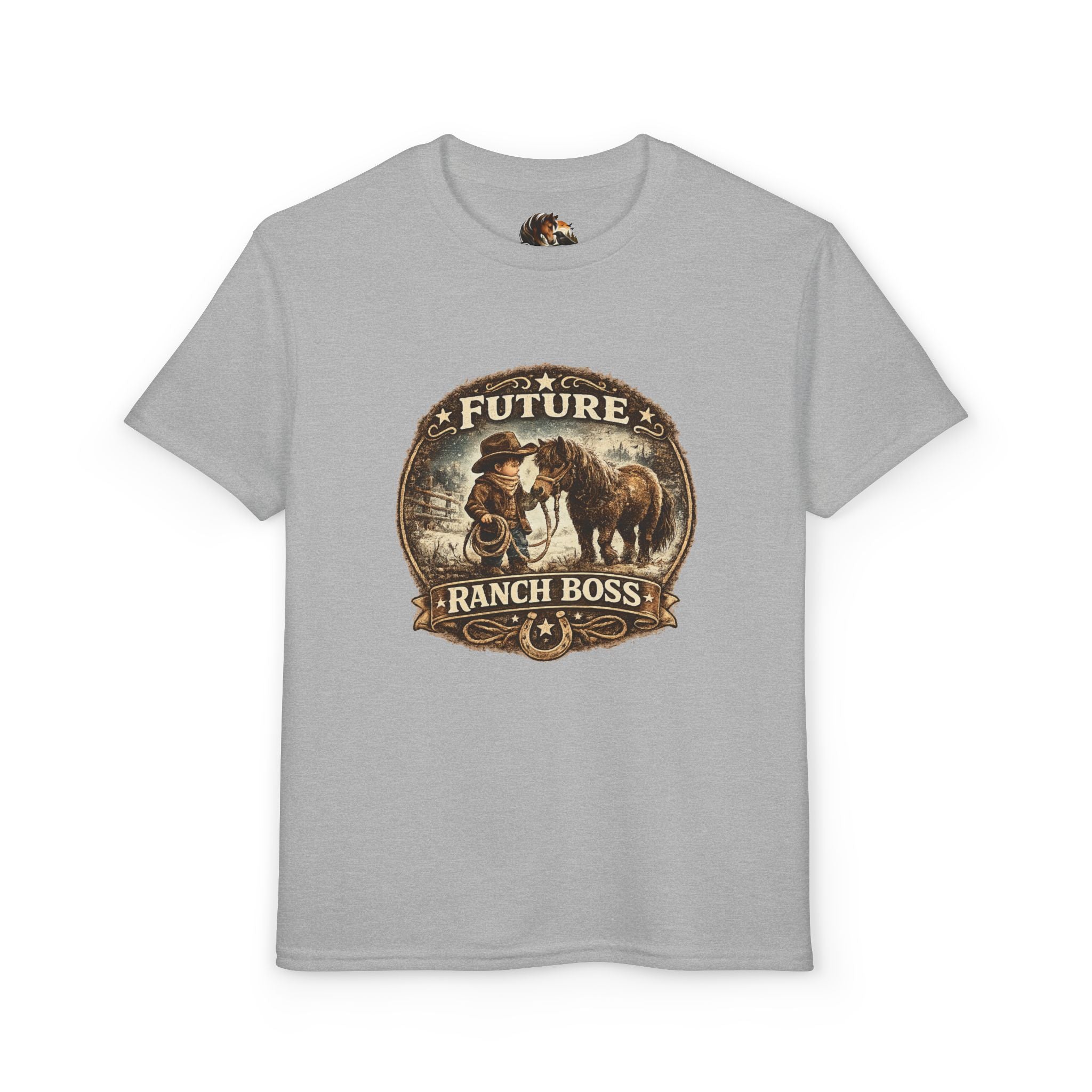 BOYS Youth T-Shirt — "Future Ranch Boss" Cowboy Graphic