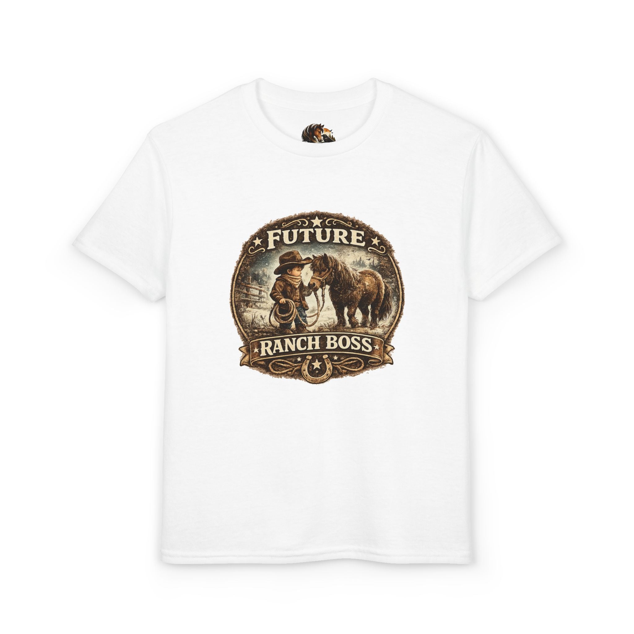 BOYS Youth T-Shirt — "Future Ranch Boss" Cowboy Graphic
