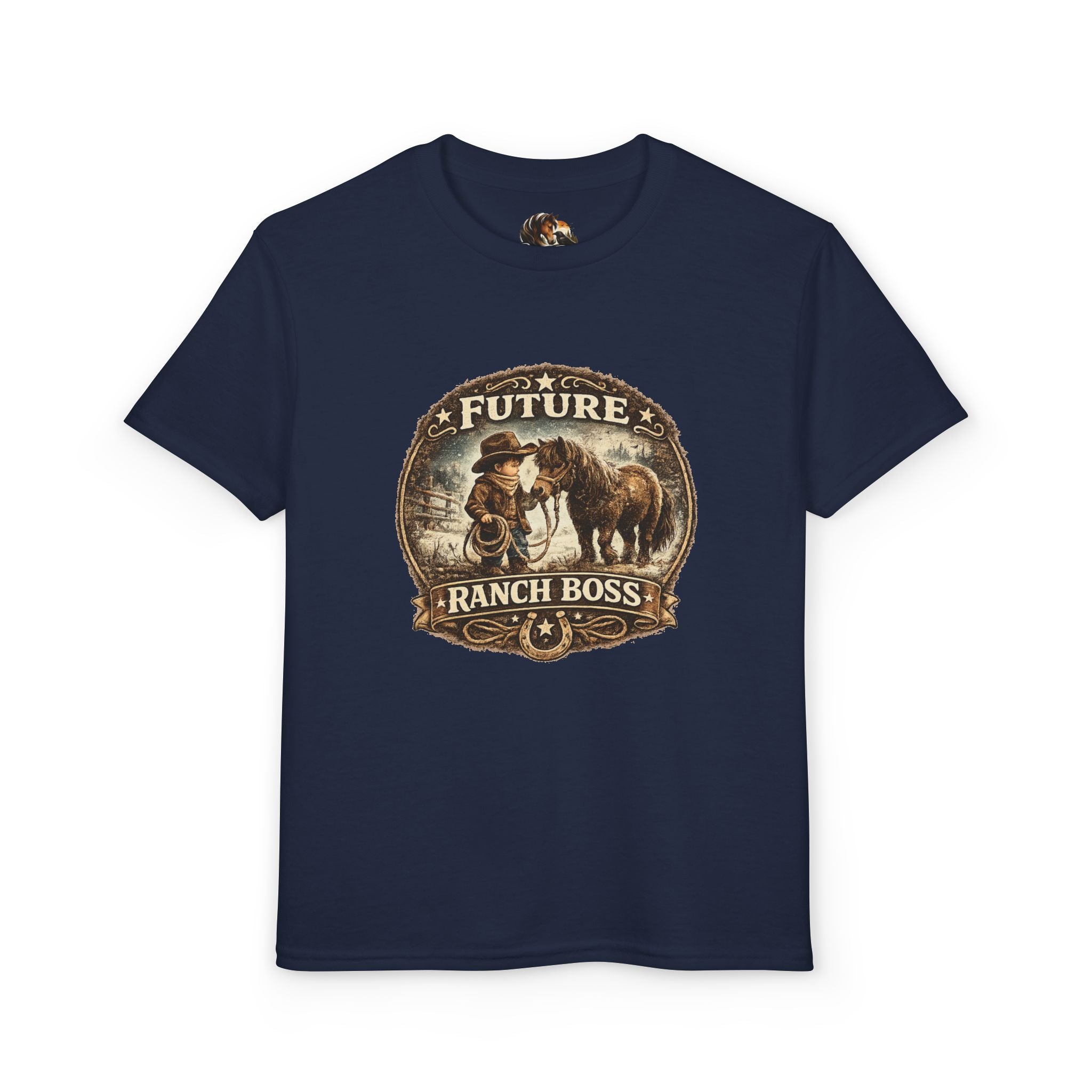 BOYS Youth T-Shirt — "Future Ranch Boss" Cowboy Graphic