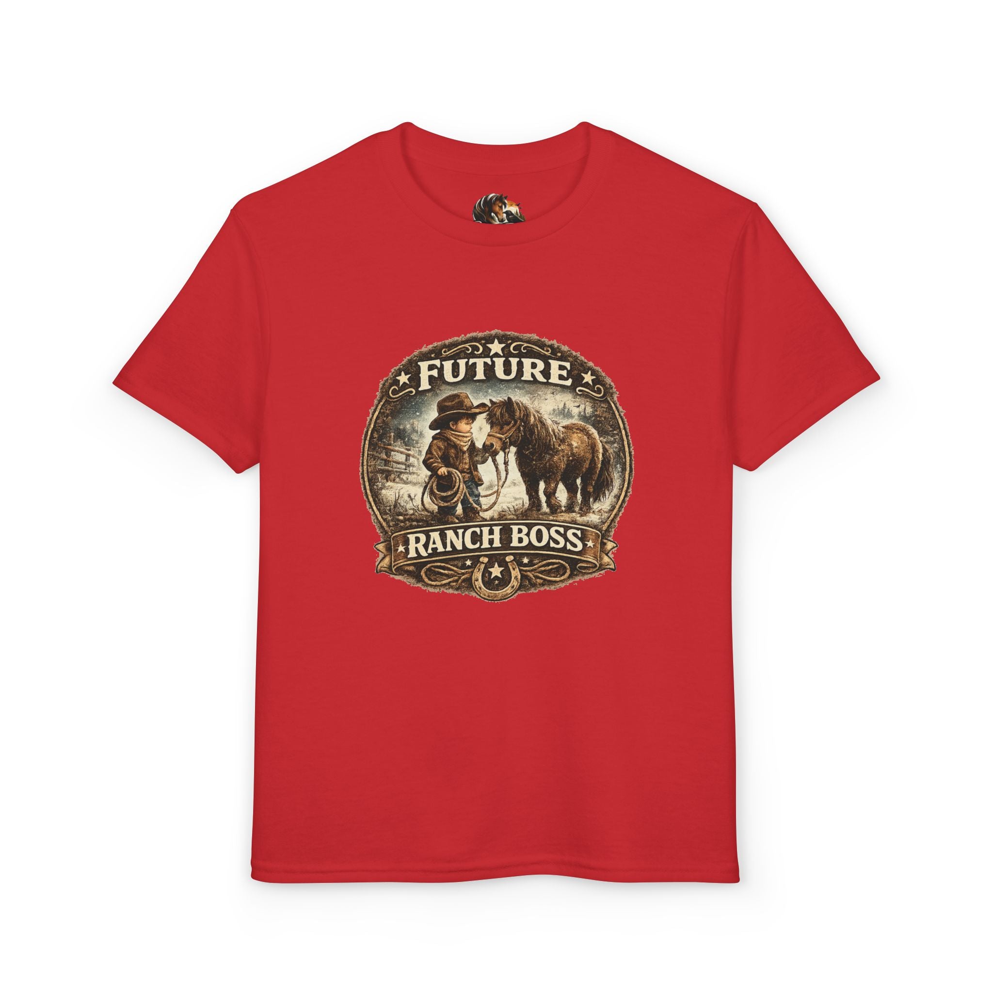 BOYS Youth T-Shirt — "Future Ranch Boss" Cowboy Graphic