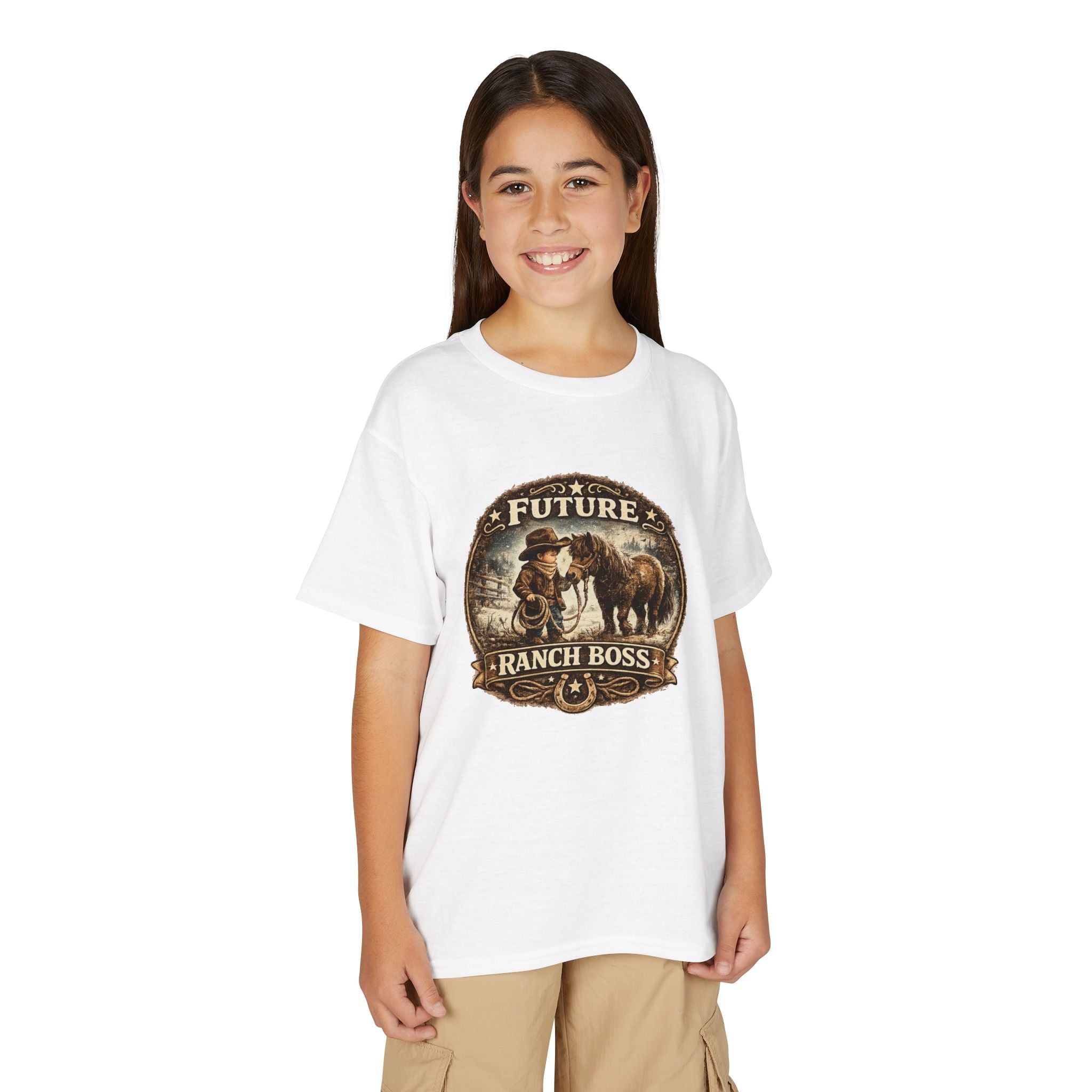 BOYS Youth T-Shirt — "Future Ranch Boss" Cowboy Graphic