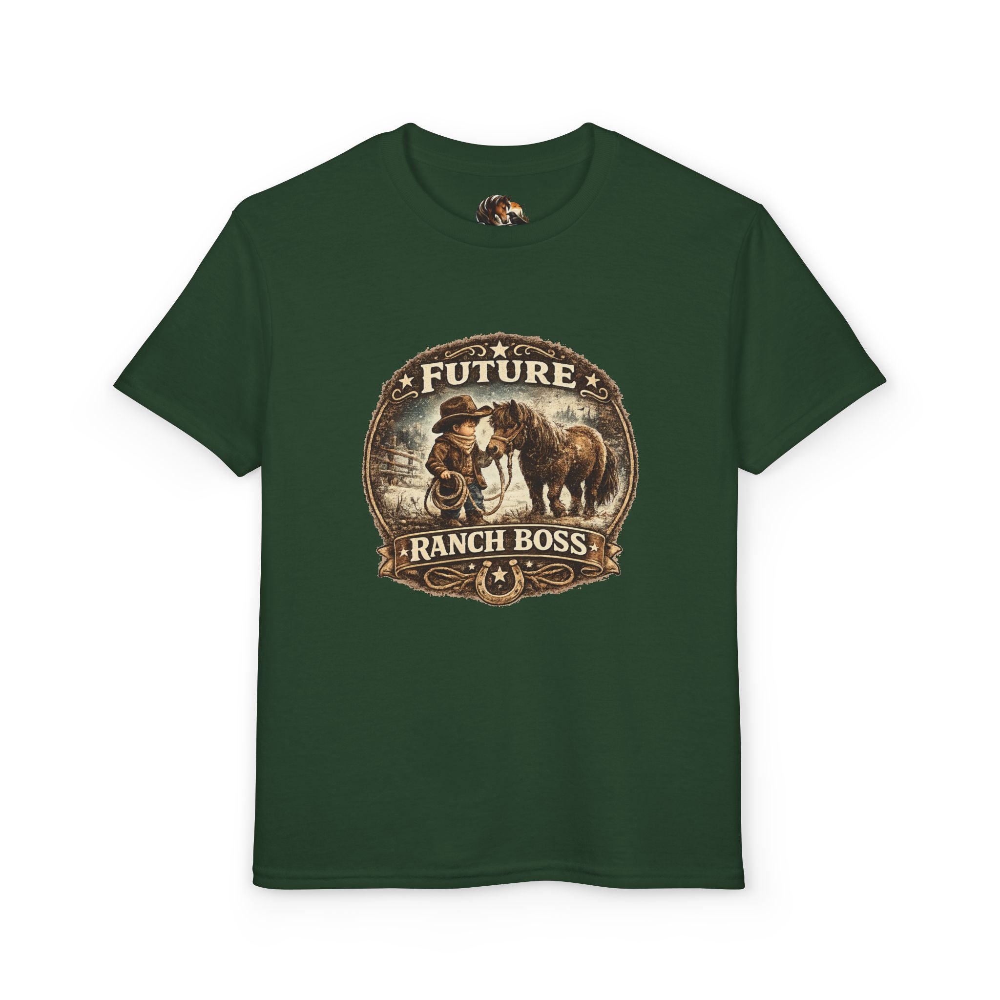BOYS Youth T-Shirt — "Future Ranch Boss" Cowboy Graphic