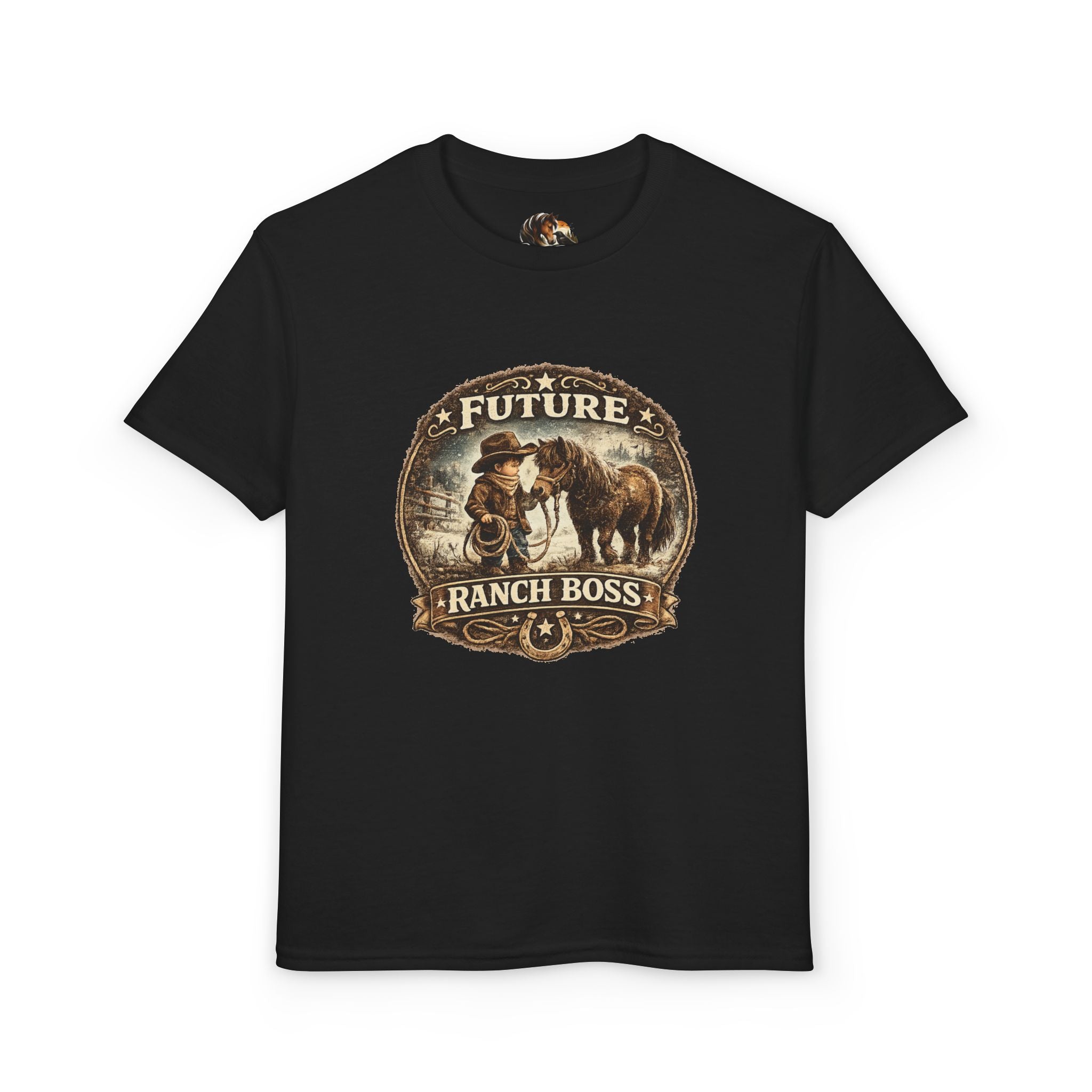 BOYS Youth T-Shirt — "Future Ranch Boss" Cowboy Graphic