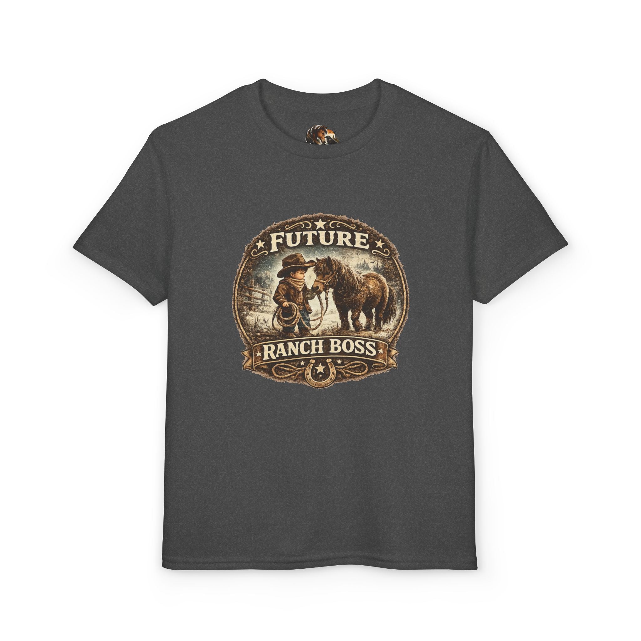 BOYS Youth T-Shirt — "Future Ranch Boss" Cowboy Graphic